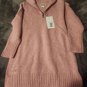 Cozy Pink Half-Zip Turtleneck Sweater